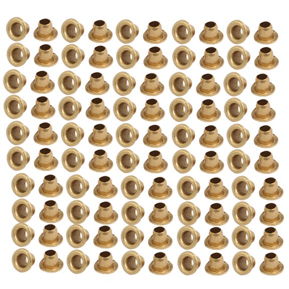 100pcs M2.5 x 2.5mm Brass Plated Metal Hollow Eyelets Rivets Gold Tone