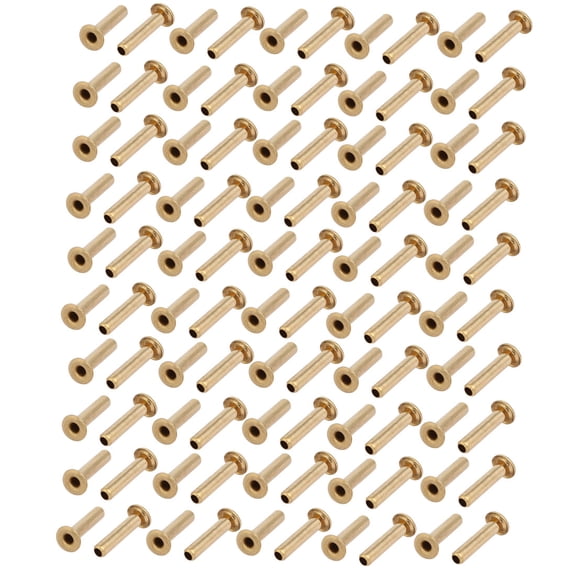 100pcs M2 x 10mm Brass Plated Metal Hollow Eyelets Rivets Gold Tone