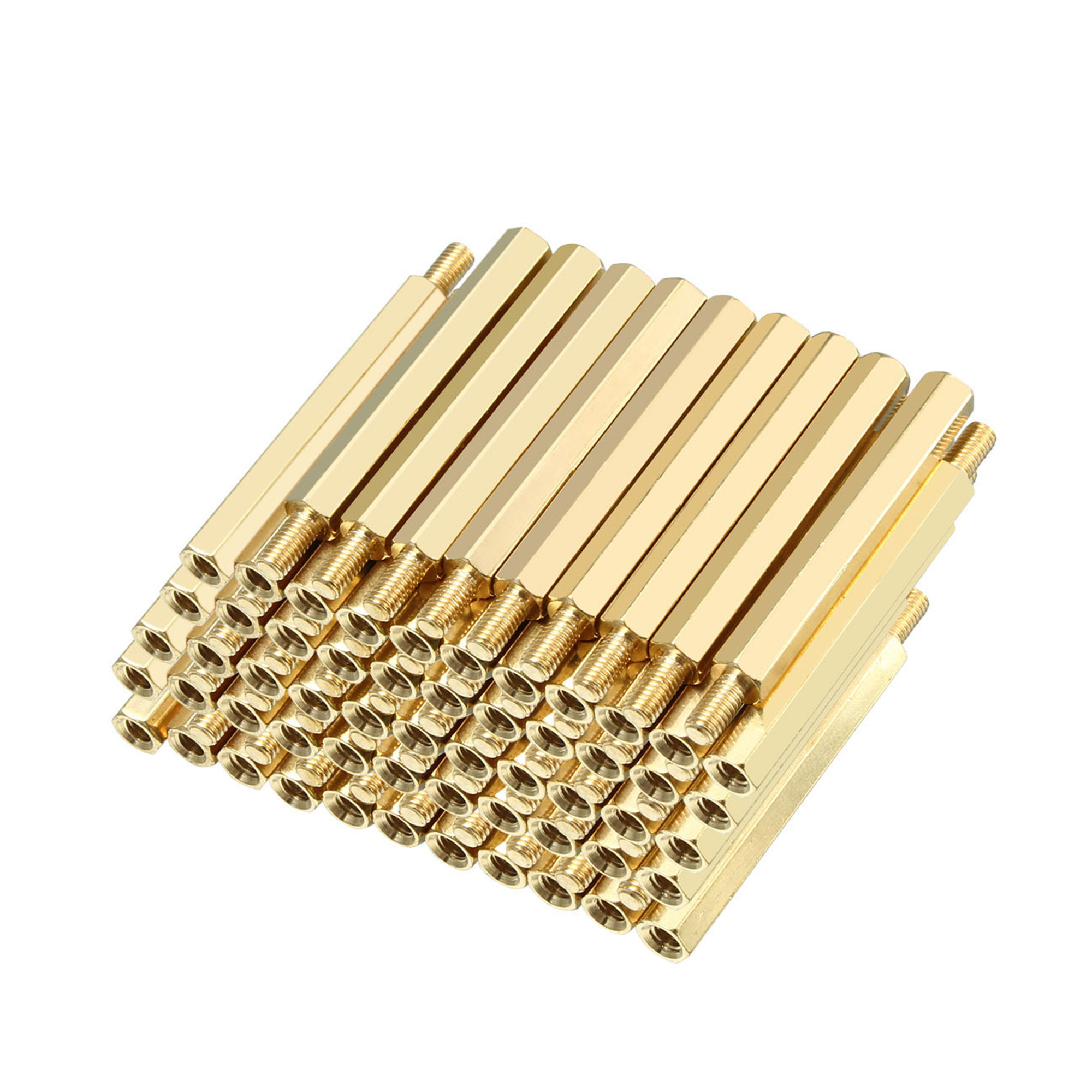 100pcs M3 35+6mm Female Male Thread Brass Hex Standoff Spacer Screws