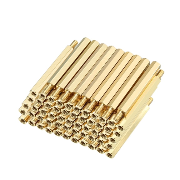 100pcs M3 35+6mm Female Male Thread Brass Hex Standoff Spacer Screws