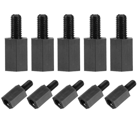 100pcs M3 8+6mm Male Female Thread Nylon Hex Standoff Spacer Screws Black