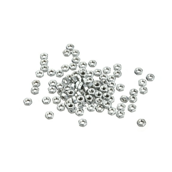 100pcs M3 Metric Carbon Steel Hexagon Hex Nut Silver Tone