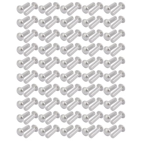 100pcs M5 x 16mm Aluminum Half Round Head Solid Rivet Fastener Silver Tone