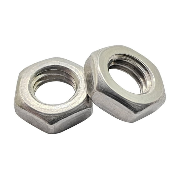 100pcs M5 x 8mm 304 Stainless Steel Thin Hex Nut - Coarse Thread, Full Thread, Low Profile