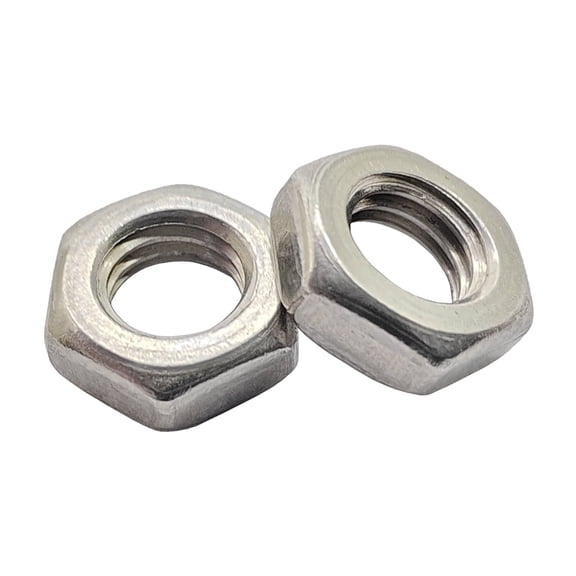 100pcs M5 x 8mm 304 Stainless Steel Thin Hex Nut - Coarse Thread, Full Thread, Low Profile