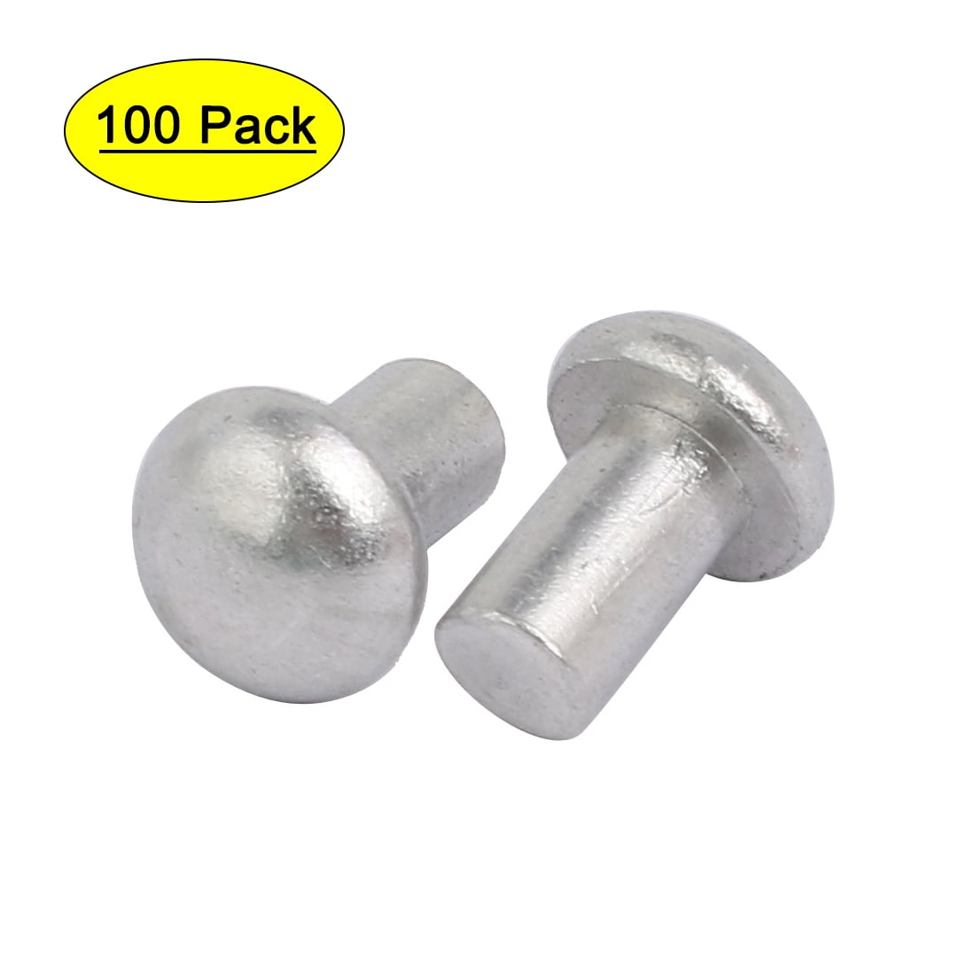 100pcs M5 x 8mm Aluminum Half Round Head Solid Rivet Fastener Silver ...