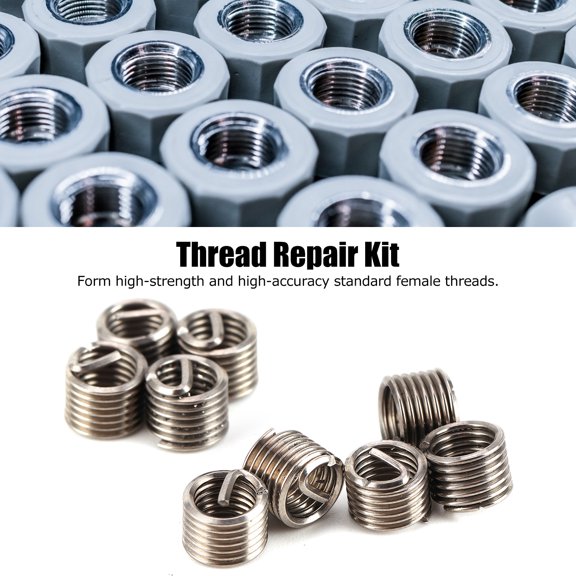 100pcs M5x0.8 Thread Repair Inserts Kit, 304 Stainless Steel Helicoil Style Thread Inserts for Aluminum, Zinc, Copper, Plastic