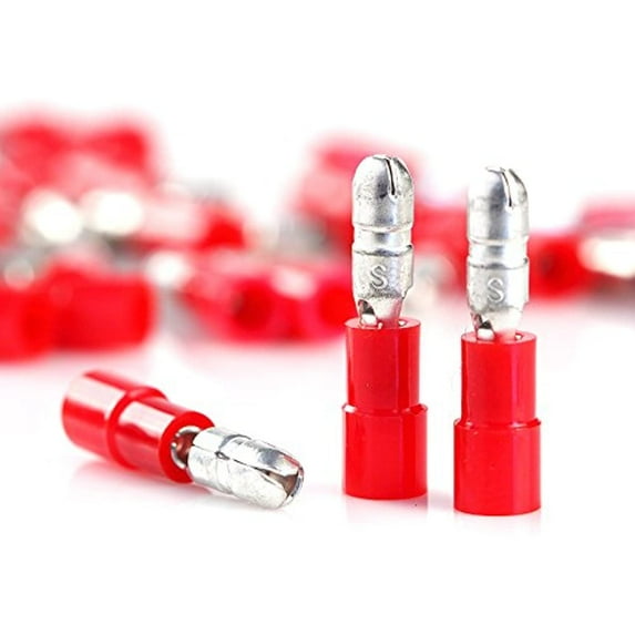 100pcs MALE BULLET CONNECTOR NYLON .157 RED 22-18 GAUGE