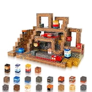 Crtynell 100pcs Magnetic Blocks - Build Mine Train Track Set For Boys & Girls Age 3-5 6-8, Sensory Toys for Toddlers Birthday Gifts for 3+ Years Old Girls Boys
