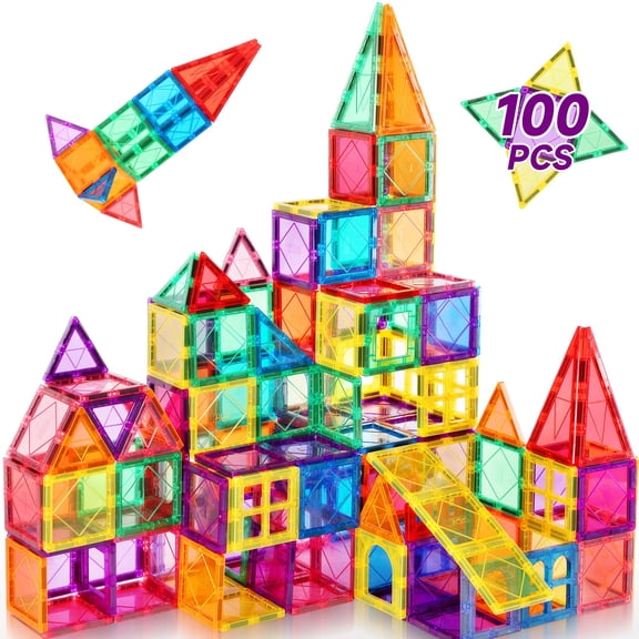 100pcs Magnetic Tiles Building Block Set Bulk Set STEM Learning Toy