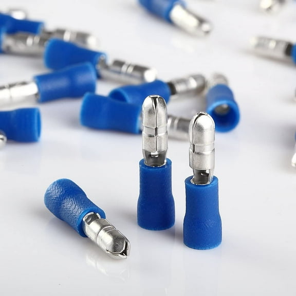 100pcs Male Blue Insulated Bullet Connector Terminals 16-14AWG Wire .157