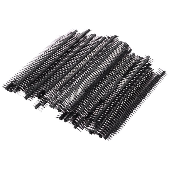 100pcs Male Header Pins, Straight Single Row 40 Pin 0.1 Inch (2.54mm) Male Pin Header Connector PCB Board Pin Connector Electronic Component Raw Materials,100 x Male pin header connector,Silver Black