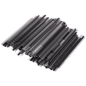 100pcs Male Header Pins, Straight Single Row 40 Pin 0.1 Inch (2.54mm) Male Pin Header Connector PCB Board Pin Connector Electronic Component Raw Materials,100 x Male pin header connector,Silver Black