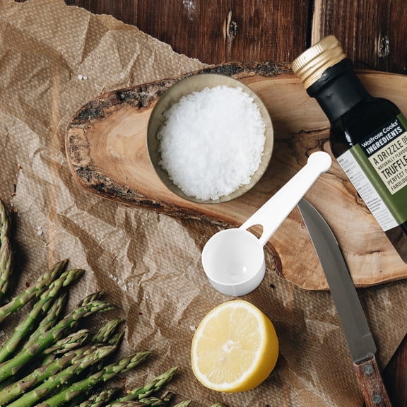 PENIKOKO White Plastic Measuring Spoon for Loading Powder with 100 Large Tablespoons for Kitchen and Baking 100pcs