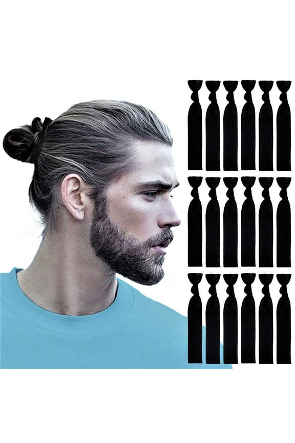 100pcs Men Hair Tie For Man Bun.Man Bands Hair Ties For Mens Long Hair Elastic Fabric Hair Ties Knotted Black Ribbons Knot Men's Ponytail Holders Guys (Black-100pcs)