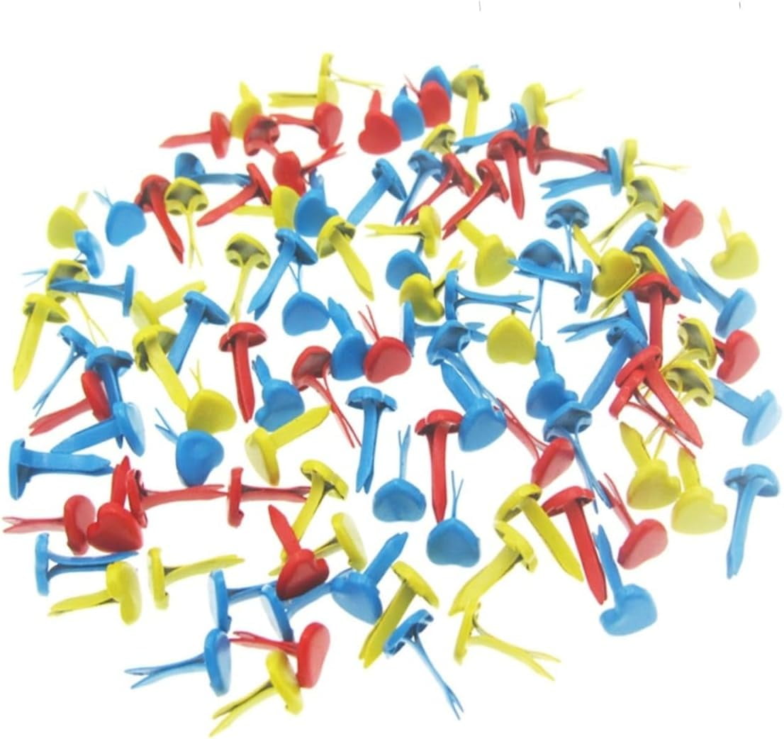 100pcs Metal Brads Brad Fastener Colorful Brads Heart Brads Brad Paper Fastener Metal Paper