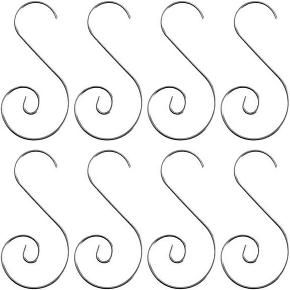 100pcs Metal Christmas Tree Ornament Hooks S Shaped Christmas Tree Hangers Hanging Xmas Tree Decoration Accessories (Silver)