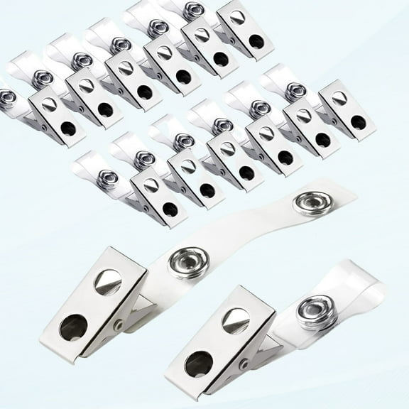 100pcs Metal ID Card Clips with Clear PVC Bands, High Quality Double Hole Metal ID Card Clips for ID Cards, ID Card Holders, Name Badges, Work ID Cards