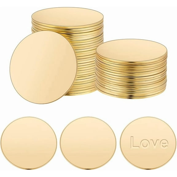 100pcs Metal Stamping Blanks Brass Round Plate 15mm Brass Discs Blank Brass Sheet Engraving Blanks for Crafts Models Repairs Brooch Base Setting Making diy