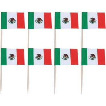 NUOBESTY 100pcs Mexico Flag Toothpick Flags - Mini Cocktail Picks For Cupcakes, Appetizers, Party Decorations