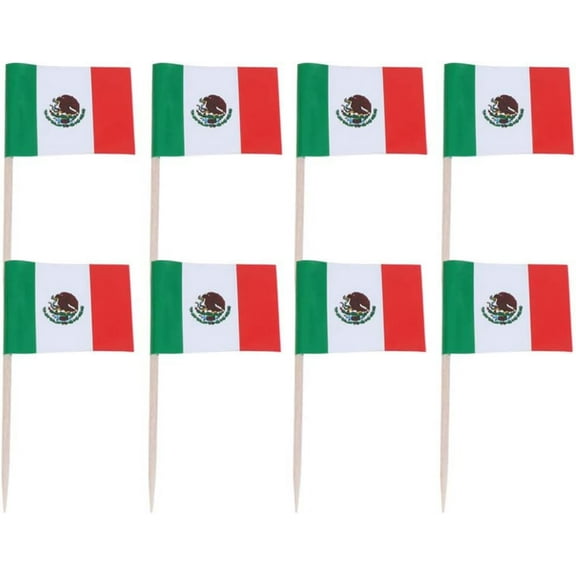 100pcs Mexico Flag Mexican Toothpicks Flags Small Toothpick Cocktail Picks Mini Sticks Cupcake Toppers Country Picks Canada Day Decorations