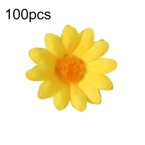 100pcs Mini Artificial Silk Yellow Sunflower Heads Fabric Floral for Home Decoration Wedding Decor, Bride Holding Flowers,Garden Craft Art Decor Wedding Floral DIY Decor