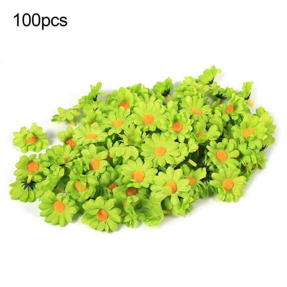 100pcs Mini Artificial Silk Yellow Sunflower Heads Fabric Floral for Home Decoration Wedding Decor, Bride Holding Flowers,Garden Craft Art Decor