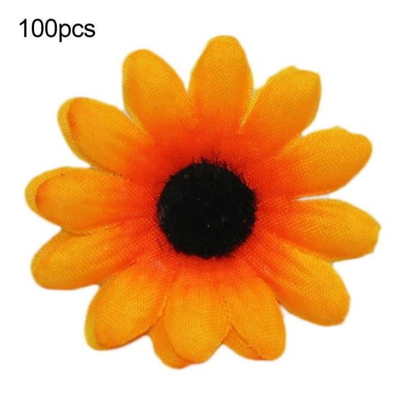 100pcs Mini Artificial Silk Yellow Sunflower Heads Fabric Floral for Home Decoration Wedding Decor, Bride Holding Flowers,Garden Craft Art Decor