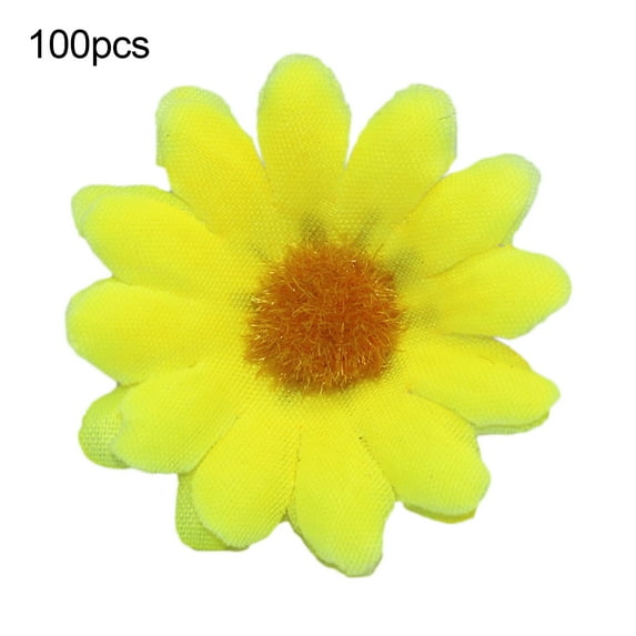 100pcs Mini Artificial Silk Yellow Sunflower Heads Fabric Floral for Home Decoration Wedding Decor, Bride Holding Flowers,Garden Craft Art Decor