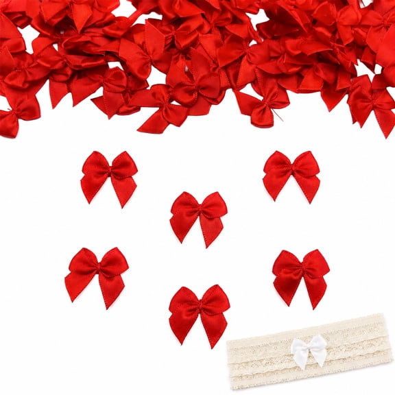 SharkTRUE 100pcs Mini Bows for Crafts, 0.98" Tiny Ribbon Bows Small Polyester Bowknots