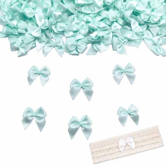 SharkTRUE 100pcs Mini Bows for Crafts 0.98" Tiny Ribbon Bows Small Bowknot Polyester Satin Craft Embellishments