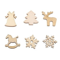 100pcs Mini Christmas Cartoon Wooden Pieces Cutouts Craft Embellishments Wood Ornament Manual Accessories for DIY Art Home Xmas Tree (Mixed Pattern)