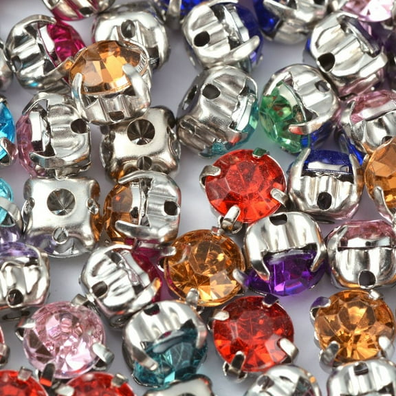 100pcs Mixed Sew on Rhinestone Multi-strand Links Multi-strand Links Acrylic Rhinestone with Brass Prong Settings Garments Accessoriess 6x6x5mm Hole: 1~1.5mm