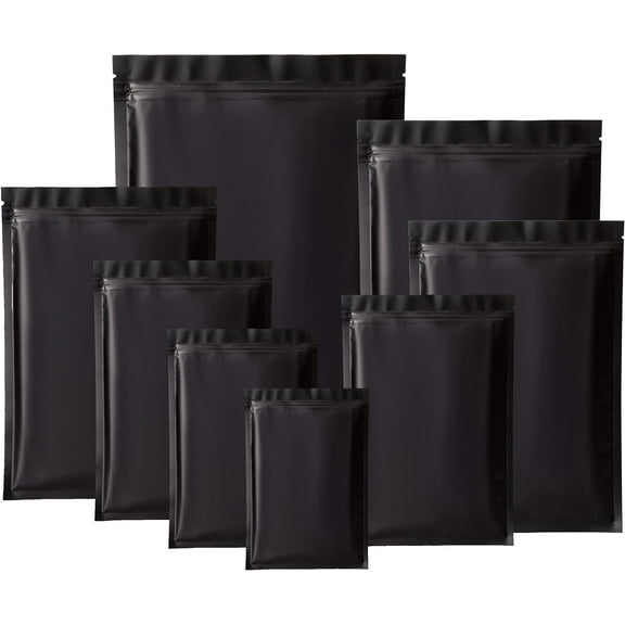 100pcs Mylar Bags,Resealable Bags for Small Business Packaging,Black Aluminum Foil Ziplock Baggies,Sample Bags Zipper Pouch Smell Proof Bags (10x15cm -100 pcs, Matte Black)
