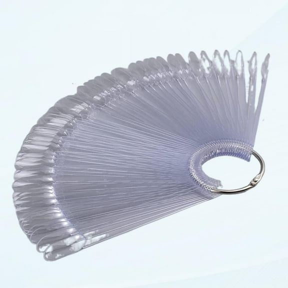 100pcs Nail Color Display Sticks, Clear Nail Tips Sample for Gel Nail Polish Practice Fan-Shaped Color Wheel with Detachable Ring Holder, Nail Art Salon Color Chart