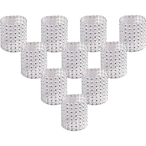 100pcs Napkin Rings,Rhinestone Napkin Rings Diamond Silver for Table Decorations,Wedding,Dinner,Party,DIY Decoration