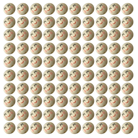 100pcs Natural Wood Beads Smiling Face Bead Jewelry Making Supplies Charm Spacers Accessories