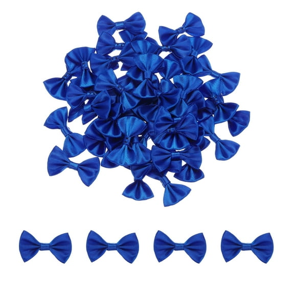 Uxcell 100Pcs Navy Blue Bow Ties 1.5"x1" Mini Bowknot for Crafting Satin Bows Bulk