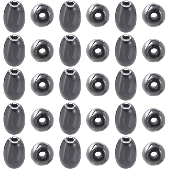 100pcs Non-Magnetic Synthetic Hematite Beads Oval Black 6x4mm Hole: 1mm