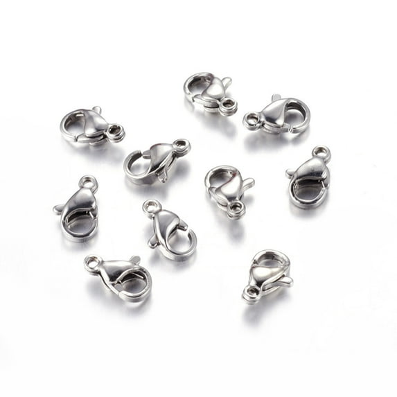 100pcs Non-Tarnish 304 Stainless Steel Lobster Claw Clasps Parrot Trigger Clasps Manual Polishing Stainless Steel color 9x5.5x3mm Hole: 1mm