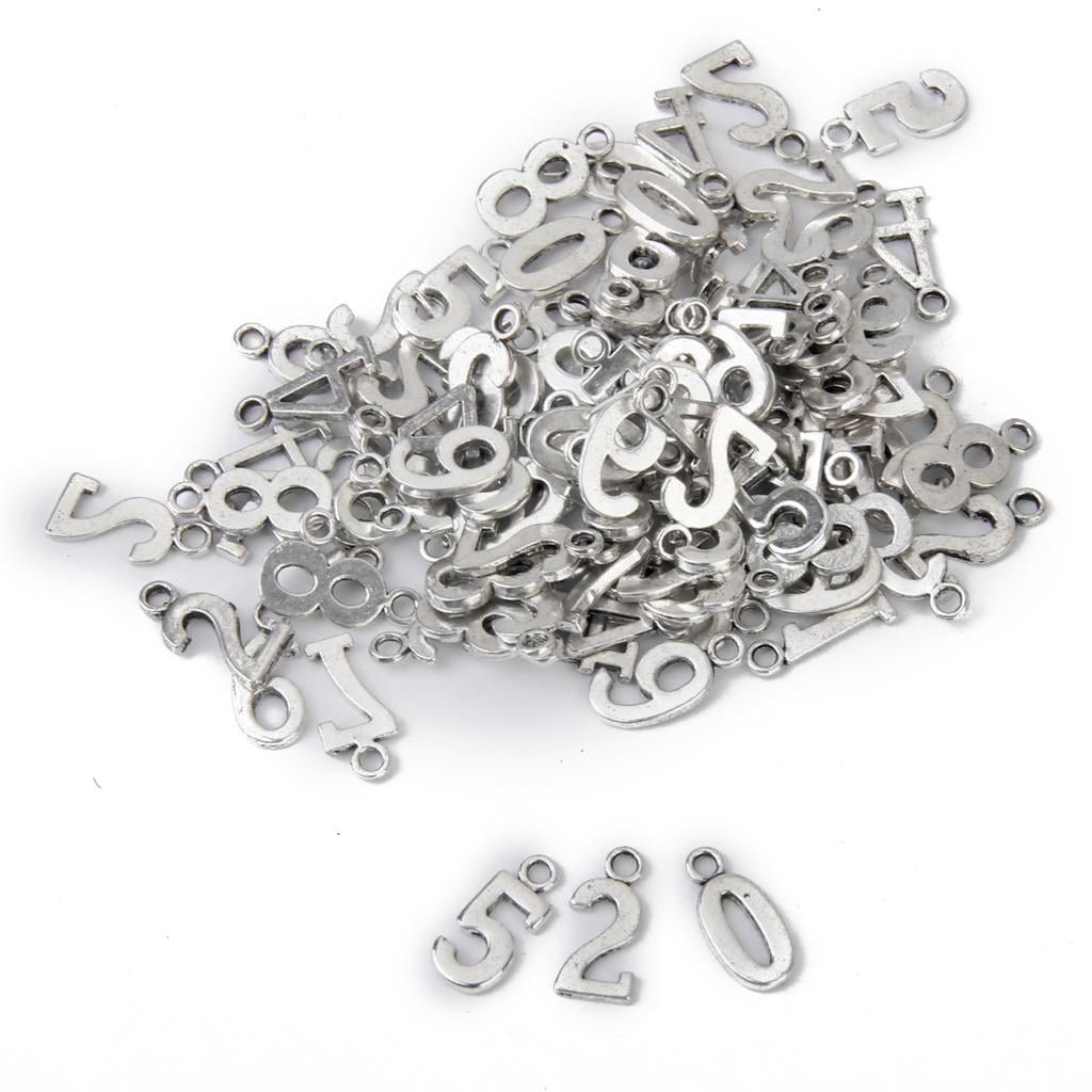 100pcs Numbers Alloy Pendant Charm Creative Crafts For Jewelry Making ...