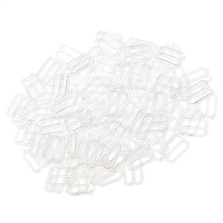 100pcs Nylon Bra Adjustment Sliders Fig 8 for Bra Replacement - Clear, 12mm  