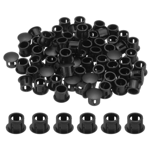 100pcs Nylon Plastic Hole Plugs, 2/7"(8mm) Round Drill Screw Hole Plugs Covers for Kitchen Cabinet Furniture Black