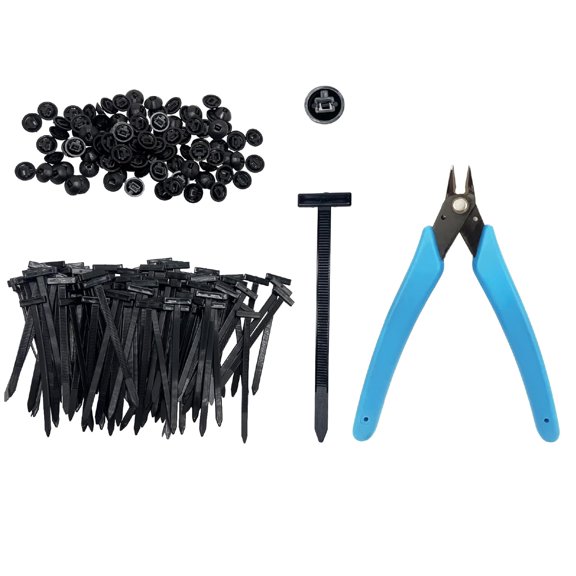 100pcs Nylon Universal Cable Tie Buckle for Car Heavy Duty Auto Body Fasteners With Buckles Plastic Rivet Zip for Bumper Fender Liner & Door Panel One-Way Locking Includes Cutting Pliers 