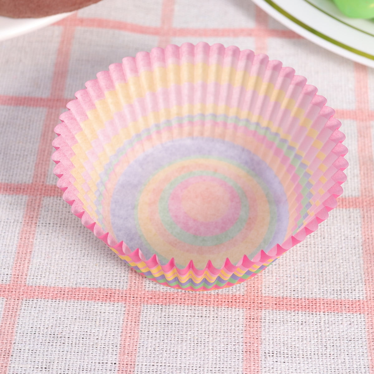 100pcs Oilproof Cupcake Wrappers Rainbow Color Cake Cups Colorful Paper ...