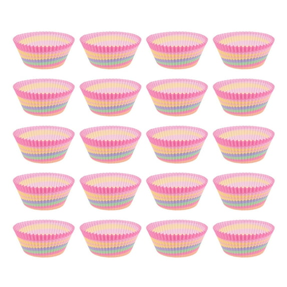 HOMEMAXS 100pcs Oilproof Rainbow Color Cake Cups Colorful Paper Cupcake Liners Greaseproof Dessert Wraps