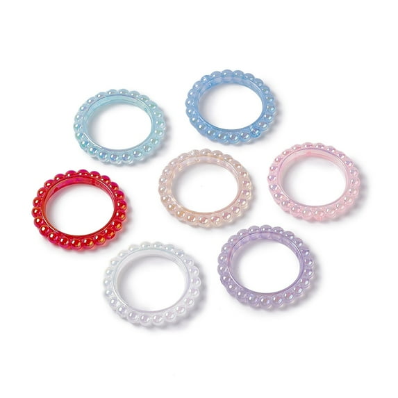100pcs Opaque Acrylic Beads Frames Flower Ring Mixed color 42.5x43x5.5mm Hole: 2.5mm Inner Diameter: 31mm