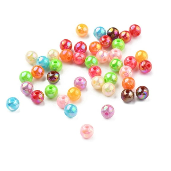100pcs Opaque Acrylic Beads for Name Bracelets & Jewelry Making AB color Round Mixed color Size: about 6mm in diameter hole: 1mm