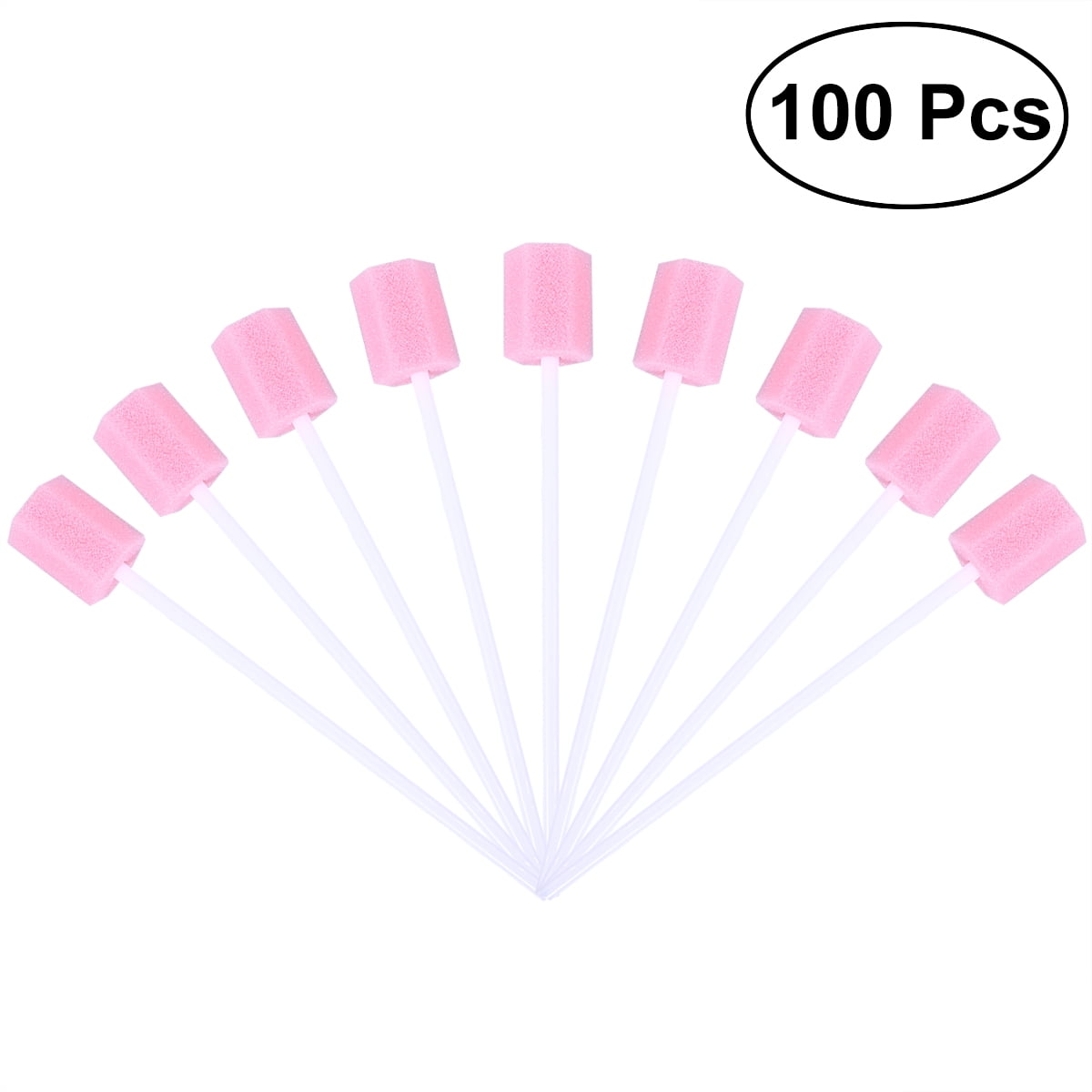 100pcs Oral Care Sponge Swab Tooth Cleaning Mouth Swabs Pink