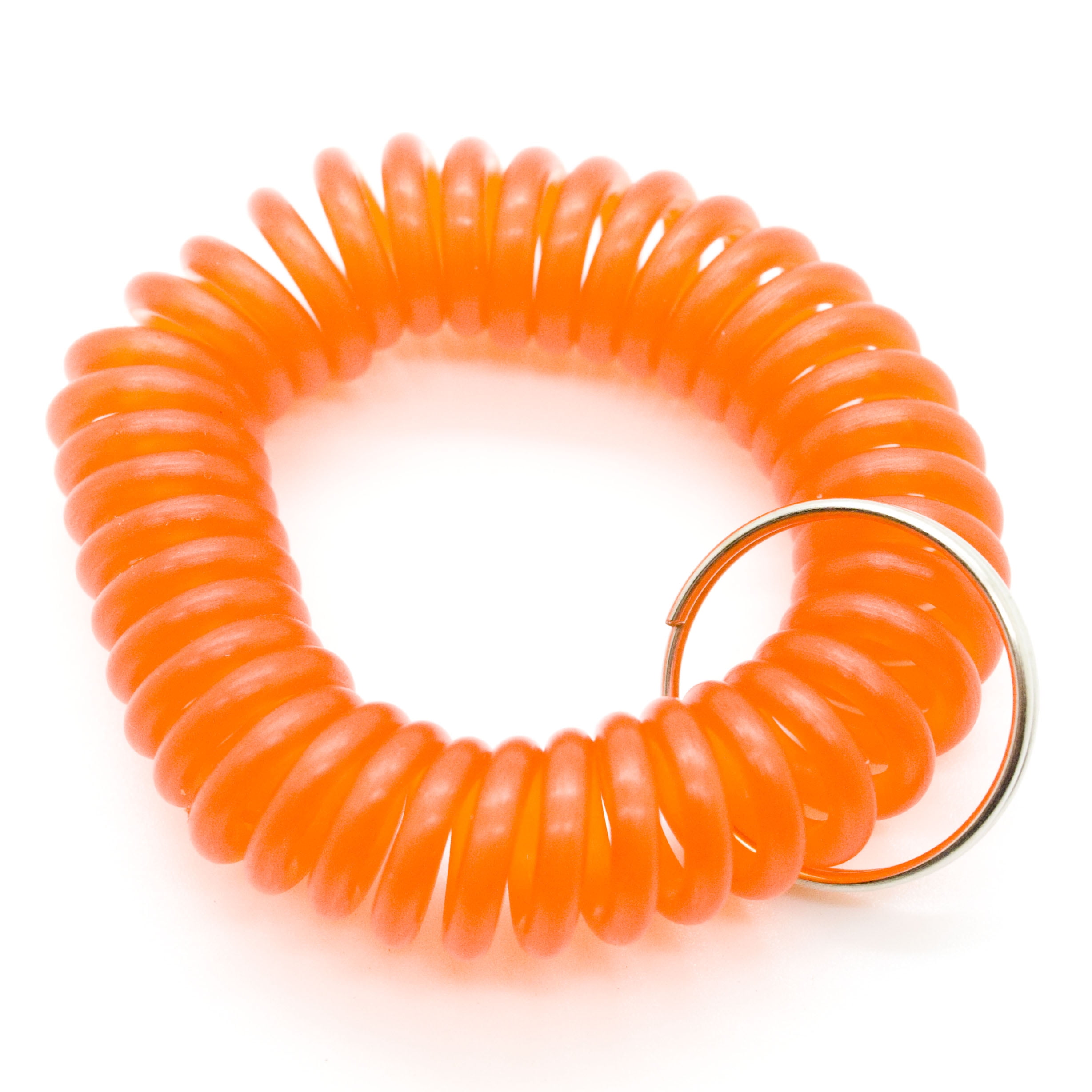 100pcs Orange Color Soft Spring Spiral Wrist Coil Elastic Wrist Band Key Ring Chain by OnDepot